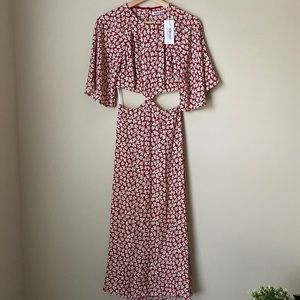 Reformation Red Floral Cutout Maxi Dress